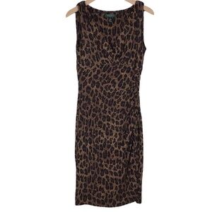 LAUREN RALPH LAUREN Dress Sheath Leopard Animal Print Stretchy Fitted Size 8